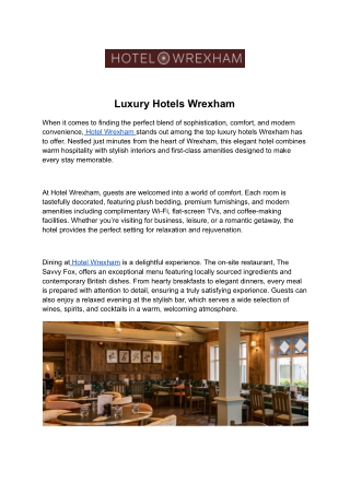 Luxury Hotels Wrexham