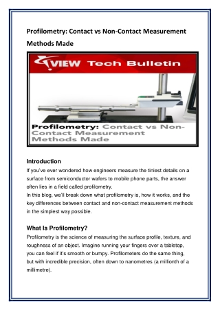 Profilometry Contact vs Non-Contact Measurement Methods Made -VIEW