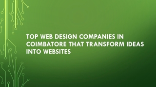 Top Web Design Companies in Coimbatore That Transform Ideas into Websites