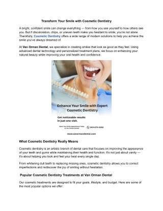 Transform Your Smile with Cosmetic Dentistry