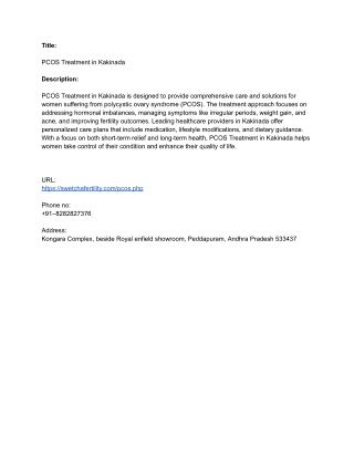 Pcos Treatment in Kakinada