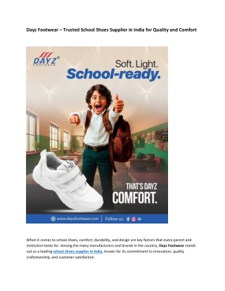 Dayz Footwear – Trusted School Shoes Supplier in India for Quality and Comfort