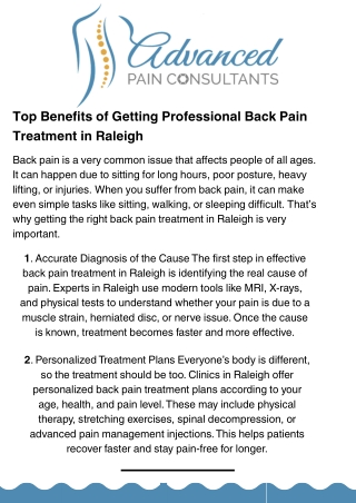 Back Pain Treatment in Raleigh – Expert Care for Lasting Relief