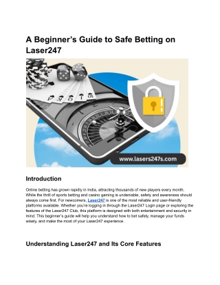 A Beginner’s Guide to Safe Betting on Laser247