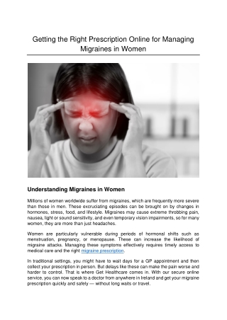 Getting the Right Prescription Online for Managing Migraines in Women