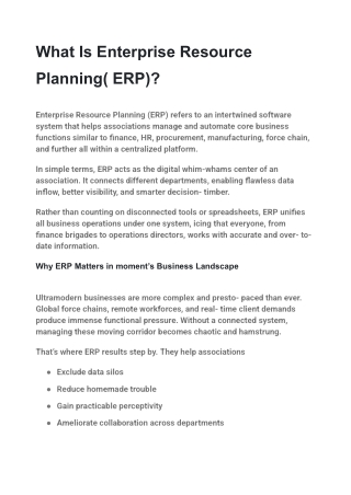 Enterprise Resource Planning The Backbone of Modern Business