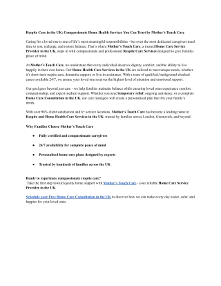 Respite Care in the UK