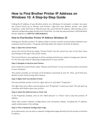 How to Find Brother Printer IP Address on Windows 10: A Step-by-Step Guide