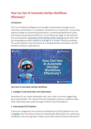 Generative AI For DevOps Online Training  Generative AI