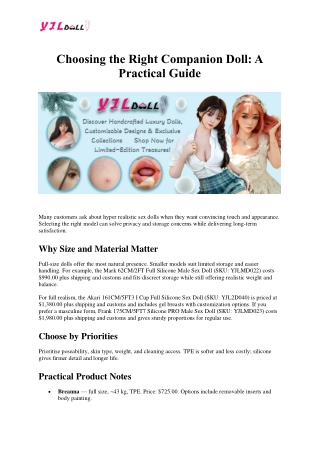 Choosing the Right Companion Doll: A  Practical Guide