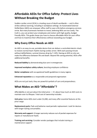 Affordable AEDs for Office Safety