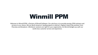 Winmill PPM Services | PPM Consulting Services | Winmill PPM