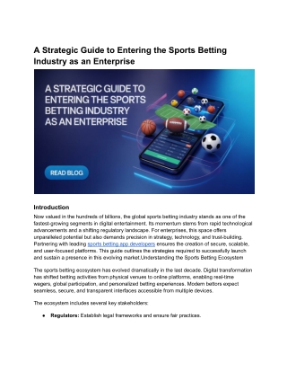 A Strategic Guide to Entering the Sports Betting Industry as an Enterprise