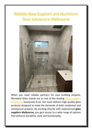 Reliable Glass Suppliers and Aluminium Door Solutions in Melbourne
