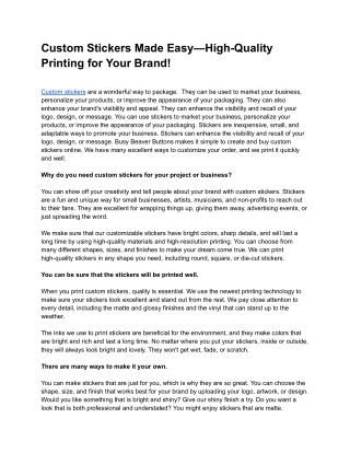 Custom Stickers Made Easy – High-Quality Printing for Your Brand!