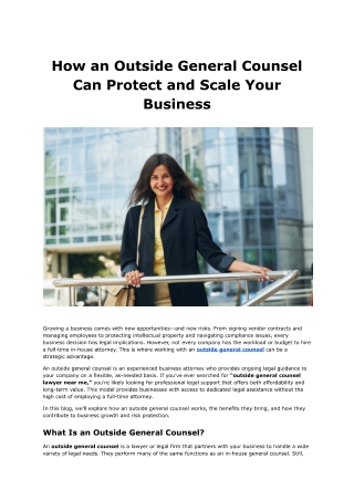 How an Outside General Counsel Can Protect and Scale Your Business