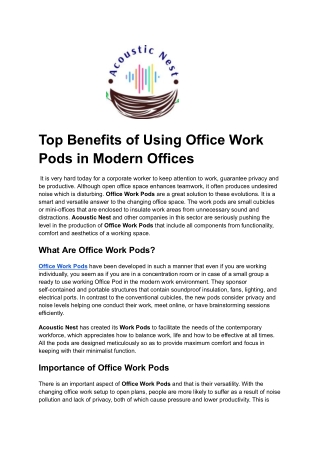 Top Benefits of Using Office Work Pods in Modern Offices