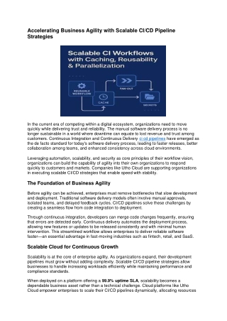 Accelerating Business Agility with Scalable CI/CD Pipeline Strategies