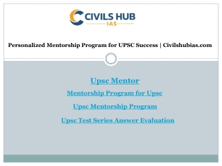 Personalized Mentorship Program for UPSC Success  Civilshubias.com