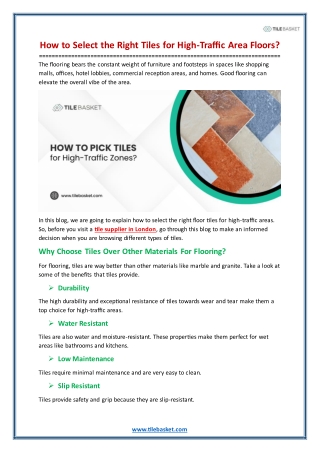 How to Select the Right Tiles for High-Traffic Area Floors?