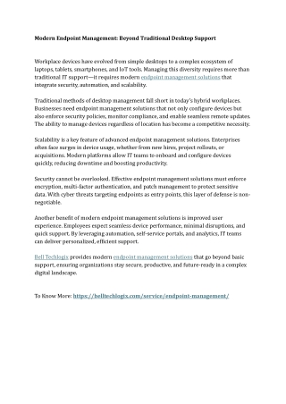 Modern Endpoint Management Beyond Traditional Desktop Support