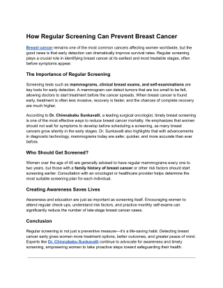 How Regular Screening Can Prevent Breast Cancer