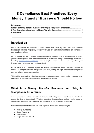 8 Compliance Best Practices Every Money Transfer Business Should Follow