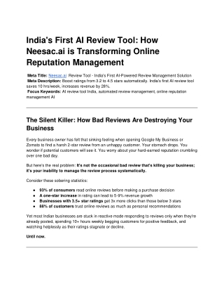 India's First AI Review Tool
