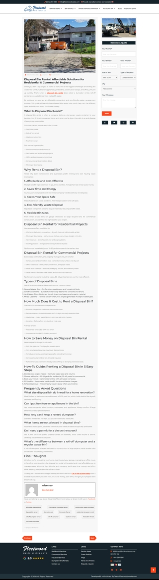 Disposal Bin Rental Affordable Solutions for Residential & Commercial Projects