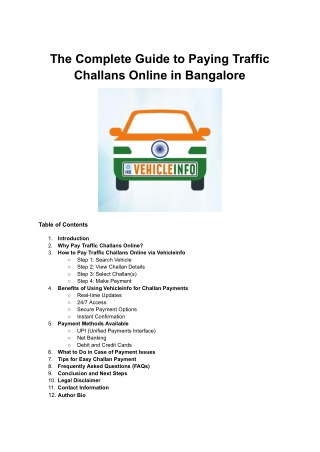 The Complete Guide to Paying Traffic Challans Online in Bangalore - Vehicleinfo