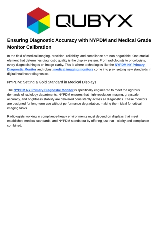 Ensuring Diagnostic Accuracy with NYPDM and Medical Grade Monitor Calibration
