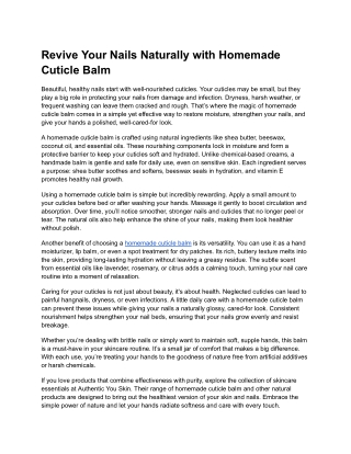 Nourish and Strengthen Your Nails with Homemade Cuticle Balm