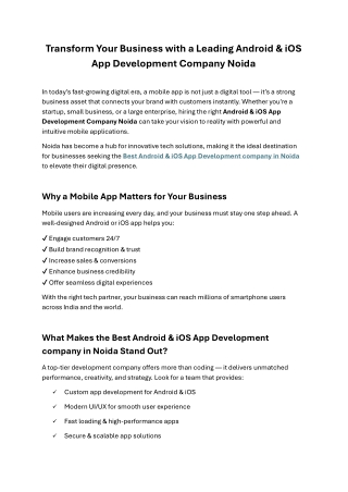 Transform Your Business With a Leading Android & iOS App Development Company Noi