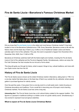 Fira de Santa LluciaBarcelonas Famous Christmas Market