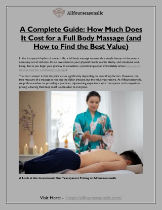 A Complete Guide: How Much Does It Cost for a Full Body Massage (and How to Find