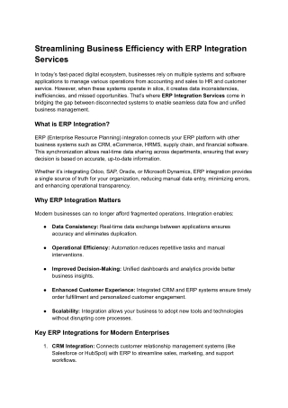 Streamlining Business Efficiency with ERP Integration Services