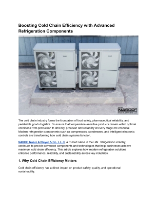 Boosting Cold Chain Efficiency with Advanced Refrigeration Components