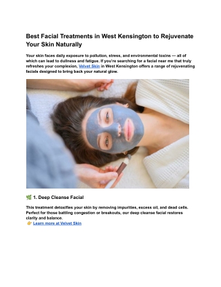 Best Facial Treatments in West Kensington for Naturally Glowing Skin