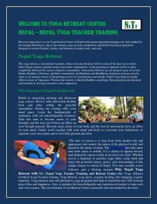 Yoga Retreat Center Nepal – Nepal yoga teacher training