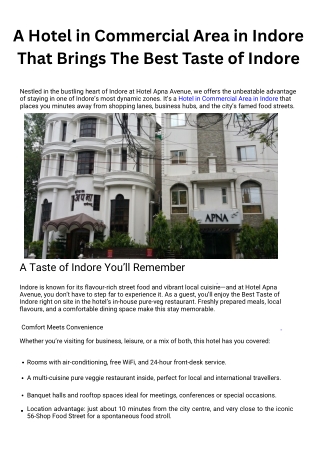 Hotel in Commercial Area in Indore | Best Taste of Indore | Hotel Apna Avenue