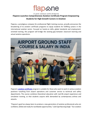 Flapone Launches Comprehensive Aviation Certificate Program