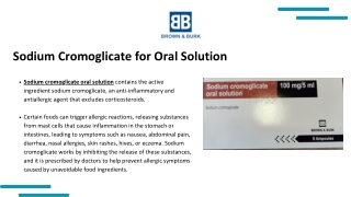Sodium Cromoglicate for Oral Solution - Brown & Burk