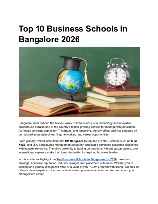 Top 10 Business Schools in Bangalore 2026