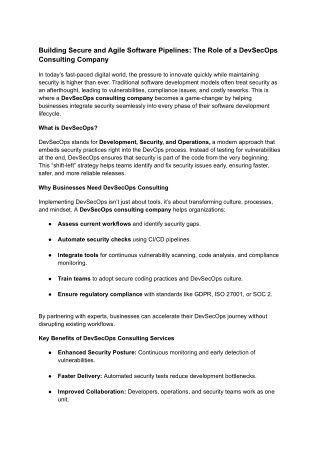 Building Secure and Agile Software Pipelines_ The Role of a DevSecOps Consulting Company