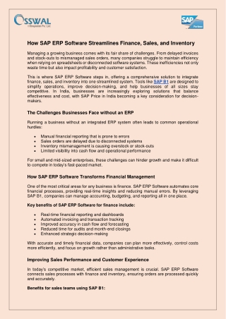 How SAP ERP Software Streamlines Finance, Sales, and Inventory