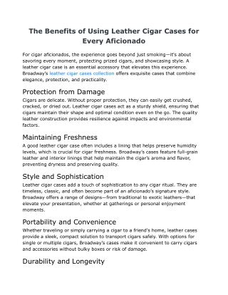 The Benefits of Using Leather Cigar Cases for Every Aficionado