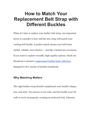 How to Match Your Replacement Belt Strap with Different Buckles