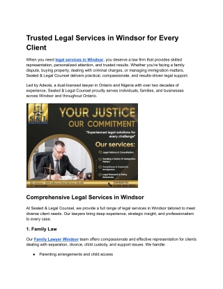 Trusted Legal Services in Windsor for Every Client