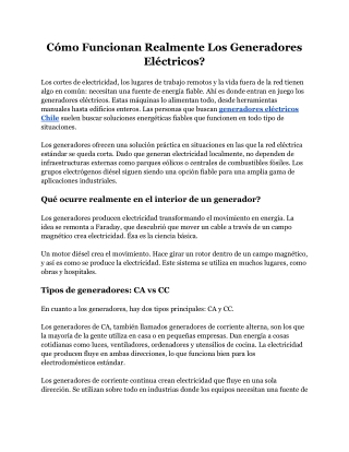 Cómo Funcionan Realmente Los Generadores Eléctricos?