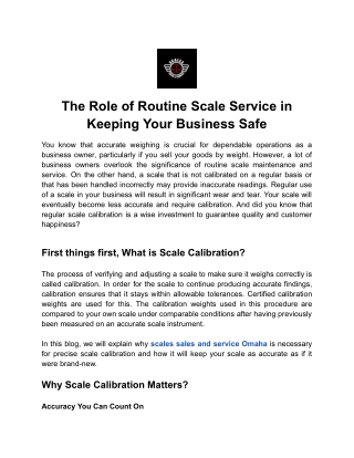 The Role of Routine Scale Service in Keeping Your Business Safe